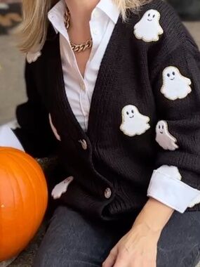 NWT - Halloween cute ghost black cardigan